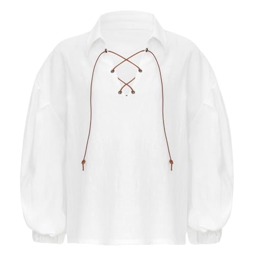 Sxiwei Jungen kinder Piratenhemd Retro Schnürung Langärme Mittelalter Wikinger Renaissance Hemd Hippie Shirt Halloween Karneval Kostüm Weiß 152-164 Sxiwei Jungen kinder Piratenhemd Retro Schnürung Langärme Mittelalter Wikinger Renaissance Hemd Hippie Shirt Halloween Karneval Kostüm Weiß 152-164 von Sxiwei