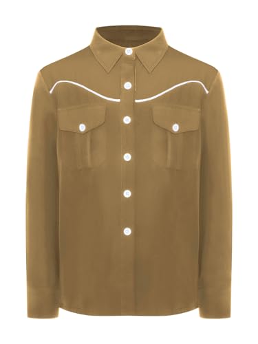 Sxiwei Kinder Junge Westernhemd Umlegekragen Langarm Shirts mit Knöpfen Cowboy Wilder Westen Jacket Karneval Fasching Outfit Khaki 134-140 Sxiwei Kinder Junge Westernhemd Umlegekragen Langarm Shirts mit Knöpfen Cowboy Wilder Westen Jacket Karneval Fasching Outfit Khaki 134-140 von Sxiwei
