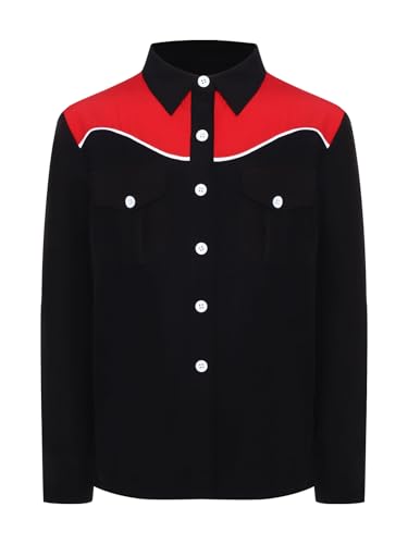 Sxiwei Kinder Junge Westernhemd Umlegekragen Langarm Shirts mit Knöpfen Cowboy Wilder Westen Jacket Karneval Fasching Outfit Schwarz 158-164 Sxiwei Kinder Junge Westernhemd Umlegekragen Langarm Shirts mit Knöpfen Cowboy Wilder Westen Jacket Karneval Fasching Outfit Schwarz 158-164 von Sxiwei