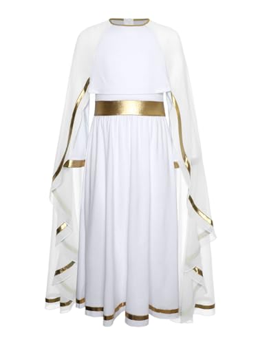 Sxiwei Klassisches Mädchenkostüm Langarm Prinzessin Kleid Mittelalter Weisses Griechische Göttin Vintage Retro Maxikleid Weiß 134-140 Sxiwei Klassisches Mädchenkostüm Langarm Prinzessin Kleid Mittelalter Weisses Griechische Göttin Vintage Retro Maxikleid Weiß 134-140 von Sxiwei