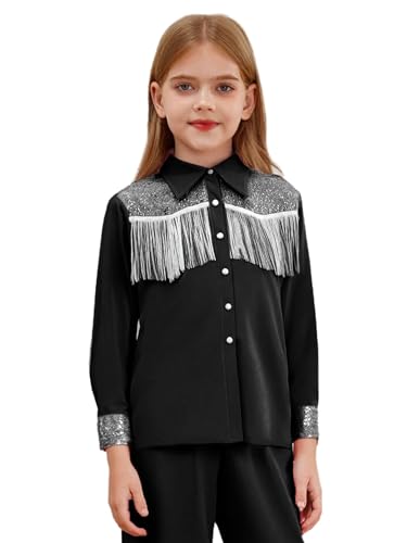 Sxiwei Mädchen Cowgirl Kostüm Westliche Fransenjacke Langarm Bluse Party Shirt Hippie Hemdbluse Faschingskostüme Schwarz 158-164 Sxiwei Mädchen Cowgirl Kostüm Westliche Fransenjacke Langarm Bluse Party Shirt Hippie Hemdbluse Faschingskostüme Schwarz 158-164 von Sxiwei