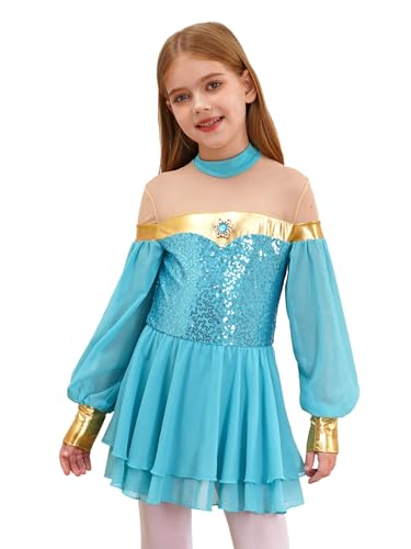 Sxiwei Mädchen Prinzessin Kostüm Laternenärmel Tutu Ballett Tanzkleid Trikot Arabisch Pailletten Tanzbody Halloween Fasching Hellblau 170 Sxiwei Mädchen Prinzessin Kostüm Laternenärmel Tutu Ballett Tanzkleid Trikot Arabisch Pailletten Tanzbody Halloween Fasching Hellblau 170 von Sxiwei