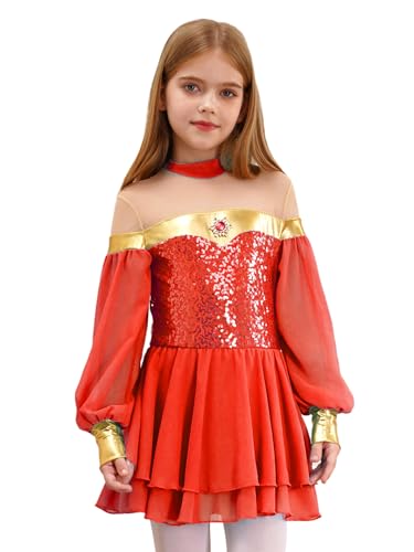 Sxiwei Mädchen Prinzessin Kostüm Laternenärmel Tutu Ballett Tanzkleid Trikot Arabisch Pailletten Tanzbody Halloween Fasching Rot 110-116 Sxiwei Mädchen Prinzessin Kostüm Laternenärmel Tutu Ballett Tanzkleid Trikot Arabisch Pailletten Tanzbody Halloween Fasching Rot 110-116 von Sxiwei