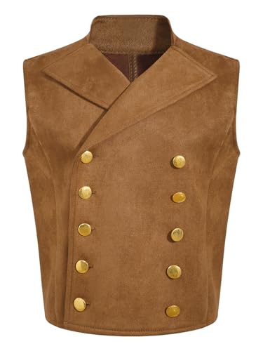 Sxiwei Mittelalter Weste Jungen Kinder Viktorianisch Prinz Kurz Jacket Ärmellos Gothic Steampunk Zweireiher Weste Kaffee 122-128 Sxiwei Mittelalter Weste Jungen Kinder Viktorianisch Prinz Kurz Jacket Ärmellos Gothic Steampunk Zweireiher Weste Kaffee 122-128 von Sxiwei