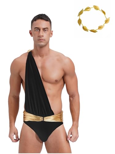 Sxiwei Römisches Gladiator Kostüm für Erwachsene Zweiteiliger Toga Griechischer Gott Bodysuit mit Kopfbedeckung Schwarz M Sxiwei Römisches Gladiator Kostüm für Erwachsene Zweiteiliger Toga Griechischer Gott Bodysuit mit Kopfbedeckung Schwarz M von Sxiwei