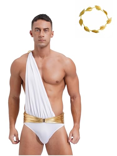 Sxiwei Römisches Gladiator Kostüm für Erwachsene Zweiteiliger Toga Griechischer Gott Bodysuit mit Kopfbedeckung Weiß XL Sxiwei Römisches Gladiator Kostüm für Erwachsene Zweiteiliger Toga Griechischer Gott Bodysuit mit Kopfbedeckung Weiß XL von Sxiwei
