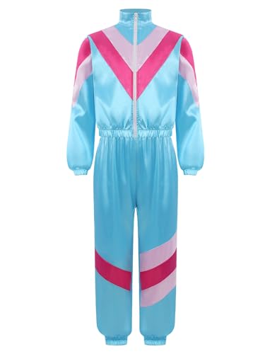 Sxiwei Unisex Jungen Mädchen 70er 80er Jahre Trainingsanzug Glänzend Langarm Oberteil und Lang Hosen Hip Hop Retro Kostüm Blau 170 Sxiwei Unisex Jungen Mädchen 70er 80er Jahre Trainingsanzug Glänzend Langarm Oberteil und Lang Hosen Hip Hop Retro Kostüm Blau 170 von Sxiwei