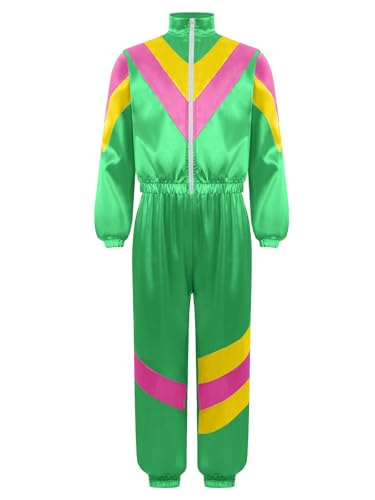 Sxiwei Unisex Jungen Mädchen 70er 80er Jahre Trainingsanzug Glänzend Langarm Oberteil und Lang Hosen Hip Hop Retro Kostüm Grün 110-116 Sxiwei Unisex Jungen Mädchen 70er 80er Jahre Trainingsanzug Glänzend Langarm Oberteil und Lang Hosen Hip Hop Retro Kostüm Grün 110-116 von Sxiwei