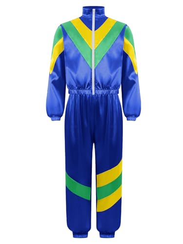Sxiwei Unisex Jungen Mädchen 70er 80er Jahre Trainingsanzug Glänzend Langarm Oberteil und Lang Hosen Hip Hop Retro Kostüm Königsblau 146-152 Sxiwei Unisex Jungen Mädchen 70er 80er Jahre Trainingsanzug Glänzend Langarm Oberteil und Lang Hosen Hip Hop Retro Kostüm Königsblau 146-152 von Sxiwei