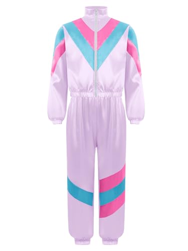 Sxiwei Unisex Jungen Mädchen 70er 80er Jahre Trainingsanzug Glänzend Langarm Oberteil und Lang Hosen Hip Hop Retro Kostüm Violett 158-164 Sxiwei Unisex Jungen Mädchen 70er 80er Jahre Trainingsanzug Glänzend Langarm Oberteil und Lang Hosen Hip Hop Retro Kostüm Violett 158-164 von Sxiwei