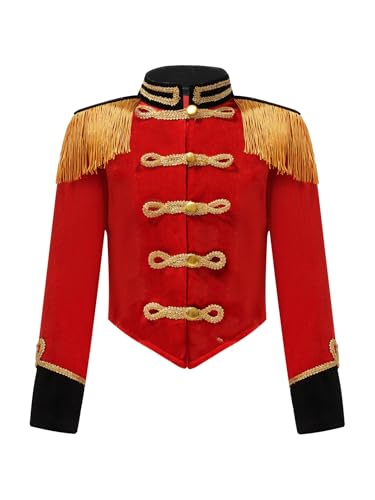 Sxiwei Zirkus-Direktorin Kostüm für Mädchen Kinder Langarm Samt Frack Jacke Fransen Blazerjacke Stehkragen Mantel Halloween Karneval Kostüm Rot 170 Sxiwei Zirkus-Direktorin Kostüm für Mädchen Kinder Langarm Samt Frack Jacke Fransen Blazerjacke Stehkragen Mantel Halloween Karneval Kostüm Rot 170 von Sxiwei