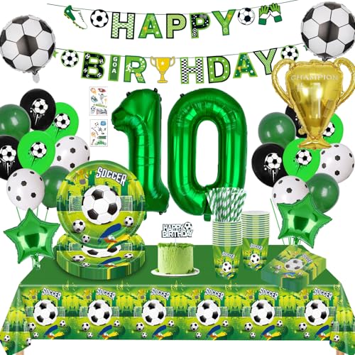 Fussball Geburtstag Deko 10 Jahre,Fussball Partygeschirr Set, Fußball Luftballon 10. Geburtstag,Geburtstagsdeko Jungen 10 Jahre,Pappteller Tischdecke für Fussball Party Kindergeburtstag 16 Gäste Fussball Geburtstag Deko 10 Jahre,Fussball Partygeschirr Set, Fußball Luftballon 10. Geburtstag,Geburtstagsdeko Jungen 10 Jahre,Pappteller Tischdecke für Fussball Party Kindergeburtstag 16 Gäste von Sxzgea