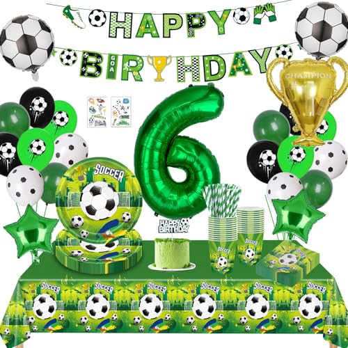 Fussball Geburtstag Deko 6 Jahre,Fussball Partygeschirr Set, Fußball Luftballon 6. Geburtstag,Geburtstagsdeko Jungen 6 Jahre,Pappteller Tischdecke für Fussball Party Kindergeburtstag 16 Gäste Fussball Geburtstag Deko 6 Jahre,Fussball Partygeschirr Set, Fußball Luftballon 6. Geburtstag,Geburtstagsdeko Jungen 6 Jahre,Pappteller Tischdecke für Fussball Party Kindergeburtstag 16 Gäste von Sxzgea