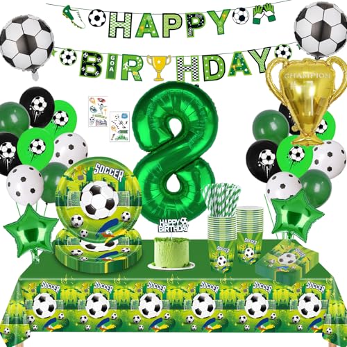 Fussball Geburtstag Deko 8 Jahre,Fussball Partygeschirr Set, Fußball Luftballon 8. Geburtstag,Geburtstagsdeko Jungen 8 Jahre,Pappteller Tischdecke für Fussball Party Kindergeburtstag 16 Gäste Fussball Geburtstag Deko 8 Jahre,Fussball Partygeschirr Set, Fußball Luftballon 8. Geburtstag,Geburtstagsdeko Jungen 8 Jahre,Pappteller Tischdecke für Fussball Party Kindergeburtstag 16 Gäste von Sxzgea