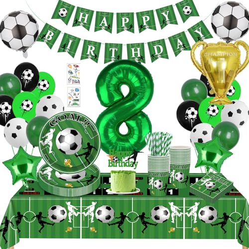 Fussball Geburtstag Deko 8 Jahre,Fussball Partygeschirr Set,Geburtstagsdeko 8 Jahre Junge,Luftballon 8. Geburtstag,Ballons Servietten etc Geburtstags Supplies für Party Kindergeburtstag Deko 16 Gäste Fussball Geburtstag Deko 8 Jahre,Fussball Partygeschirr Set,Geburtstagsdeko 8 Jahre Junge,Luftballon 8. Geburtstag,Ballons Servietten etc Geburtstags Supplies für Party Kindergeburtstag Deko 16 Gäste von Sxzgea