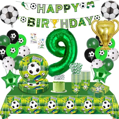 Fussball Geburtstag Deko 9 Jahre,Fussball Partygeschirr Set, Fußball Luftballon 9. Geburtstag,Geburtstagsdeko Jungen 9 Jahre,Pappteller Tischdecke für Fussball Party Kindergeburtstag 16 Gäste Fussball Geburtstag Deko 9 Jahre,Fussball Partygeschirr Set, Fußball Luftballon 9. Geburtstag,Geburtstagsdeko Jungen 9 Jahre,Pappteller Tischdecke für Fussball Party Kindergeburtstag 16 Gäste von Sxzgea
