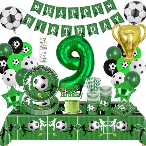 Fussball Geburtstag Deko 9 Jahre,Fussball Partygeschirr Set,Geburtstagsdeko 9 Jahre Junge,Luftballon 9. Geburtstag,Ballons Servietten etc Geburtstags Supplies für Party Kindergeburtstag Deko 16 Gäste Fussball Geburtstag Deko 9 Jahre,Fussball Partygeschirr Set,Geburtstagsdeko 9 Jahre Junge,Luftballon 9. Geburtstag,Ballons Servietten etc Geburtstags Supplies für Party Kindergeburtstag Deko 16 Gäste von Sxzgea