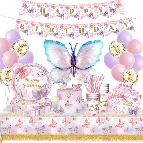 Schmetterling Partygeschirr Set, Geburtstag Party Geschirr, Partygeschirr Geburtstag,Schmetterling Deko,Mit TSchmetterling Pappteller Tassen,Party Geschirr für 16 Gäste Schmetterling Partygeschirr Set, Geburtstag Party Geschirr, Partygeschirr Geburtstag,Schmetterling Deko,Mit TSchmetterling Pappteller Tassen,Party Geschirr für 16 Gäste von Sxzgea
