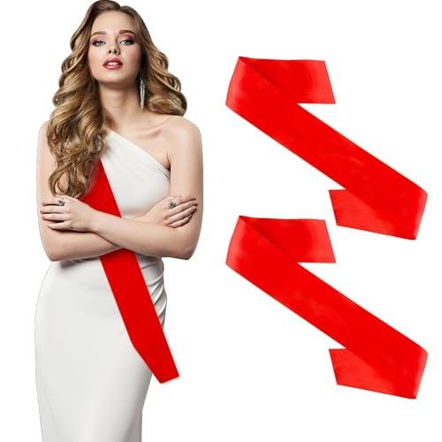 Rote Satin-Schärpen für Brautjungfern, Brautschärpen, werdende Mutter, Abschlussball, Königin, Schärpe für Abschlussfeier, Babyparty, DIY, personalisierbar, einfarbig, 96,5 x 9,4 cm Rote Satin-Schärpen für Brautjungfern, Brautschärpen, werdende Mutter, Abschlussball, Königin, Schärpe für Abschlussfeier, Babyparty, DIY, personalisierbar, einfarbig, 96,5 x 9,4 cm von SycloPak