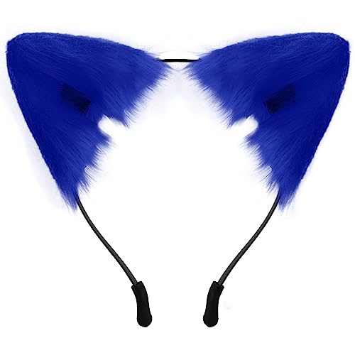 SycloPak Katzenohren Haarreif,Katzenohren,Katzenohren Haarreif Damen,Cat Ears,Haarreif Blau,Fuchs Ohren,Katzen Ohren,Katzenohren Halloween,Plüsch Stirnband Schwarzen Katzenohren Stirnband Cosplay von SycloPak