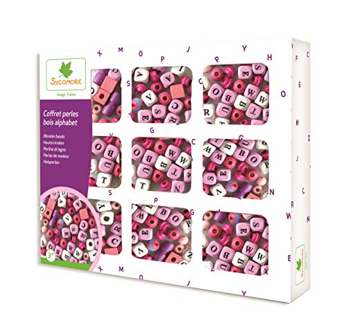 Sycomore CRE3267 Kreative Freizeitbeschäftigung für Kinder-Kästchen mit ABC-Holzperlen-Ab 3 Jahren-Sycomore-CRE3267, Mehrfarben von Sycomore