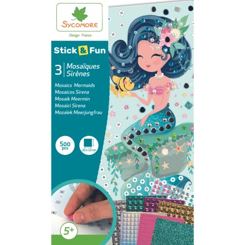 Sycomore CRE7024 Sirènes Selbstklebende Mosaiken 3 Tafeln – Meerjungfrauen – Stick & Fun – kreative Hobbys für Kinder – ab 5 Jahren, 14 x 4 x 24 cm Sycomore CRE7024 Sirènes Selbstklebende Mosaiken 3 Tafeln – Meerjungfrauen – Stick & Fun – kreative Hobbys für Kinder – ab 5 Jahren, 14 x 4 x 24 cm von Sycomore
