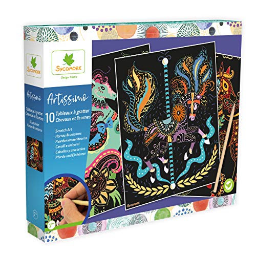 Sycomore CREA014 Licorne - Chevaux Artissimo-Scratch Art Design-Pferde & Einhörner-Basteln für Kinder-Ab 7 Jahren-Sycomore-CREA014, Mehrfarben Sycomore CREA014 Licorne - Chevaux Artissimo-Scratch Art Design-Pferde & Einhörner-Basteln für Kinder-Ab 7 Jahren-Sycomore-CREA014, Mehrfarben von Sycomore