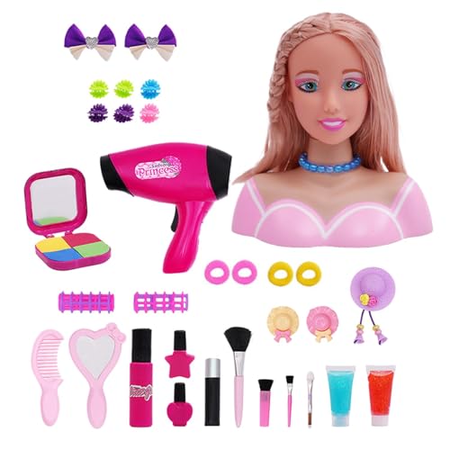 Syengery Haarstyling-Puppenkopf für Mädchen,Puppenkopf für Haarstyling,Kinder-Mädchen-Styling-Puppenkopf-Make-up-Set - Realistisches, exquisites Styling-Puppen-Spielset, Styling-Kopf-Zubehör für Syengery Haarstyling-Puppenkopf für Mädchen,Puppenkopf für Haarstyling,Kinder-Mädchen-Styling-Puppenkopf-Make-up-Set - Realistisches, exquisites Styling-Puppen-Spielset, Styling-Kopf-Zubehör für von Syengery