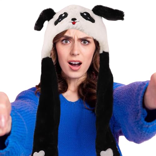 Syengery Winter-Panda-Mütze, Panda-Beanie-Mütze | Neuartige Plüsch-Kopfbedeckung - Leuchtende Winter-Tierkopfbedeckungen, lustige Tier-Hoodie-Mützen mit beweglichen Ohren für Rollenspielpartys Syengery Winter-Panda-Mütze, Panda-Beanie-Mütze | Neuartige Plüsch-Kopfbedeckung - Leuchtende Winter-Tierkopfbedeckungen, lustige Tier-Hoodie-Mützen mit beweglichen Ohren für Rollenspielpartys von Syengery
