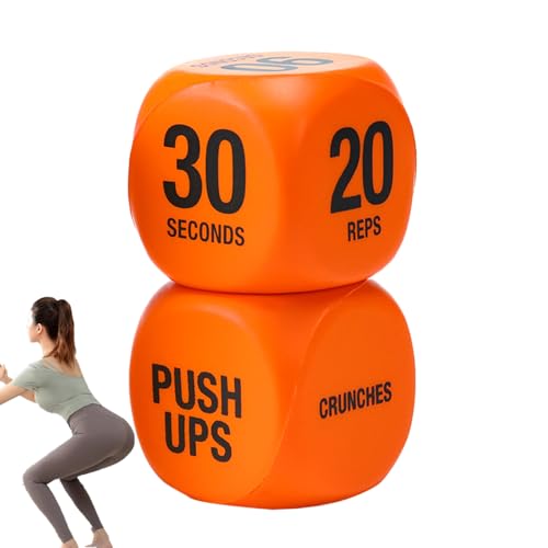 Syengery Workout Würfel Set Für Männer, 6-Seitiger Fitness Würfel Damenset 2-Teilig, Tragbares Fitness Zubehör Für Kniebeugen Liegestütze Anfänger Reise Outdoor Zuhause von Syengery