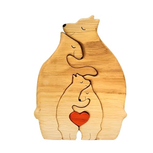 SYFUNLV Personalisiertes Holz Kunstpuzzle der Bärenfamilie,Holz Bär Skulpturen Desktop Ornament,Besonders Holzkunstpuzzle der Tierfamilie,Durchdacht Bär Skulpturen,für Andenken Geschenke (Stil 12) von Syfunlv