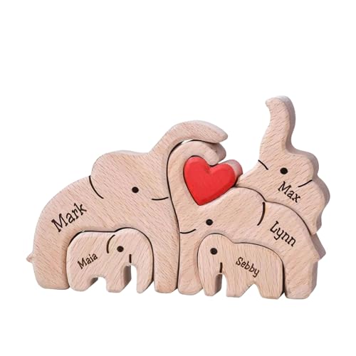 SYFUNLV Personalisiertes Holz Kunstpuzzle der Bärenfamilie,Holz Bär Skulpturen Desktop Ornament,Besonders Holzkunstpuzzle der Tierfamilie,Durchdacht Bär Skulpturen,für Andenken Geschenke (Stil 4) von Syfunlv