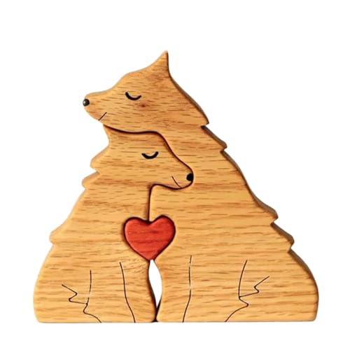 SYFUNLV Personalisiertes Holz Kunstpuzzle der Bärenfamilie,Holz Bär Skulpturen Desktop Ornament,Besonders Holzkunstpuzzle der Tierfamilie,Durchdacht Bär Skulpturen,für Andenken Geschenke (Stil 6) von Syfunlv