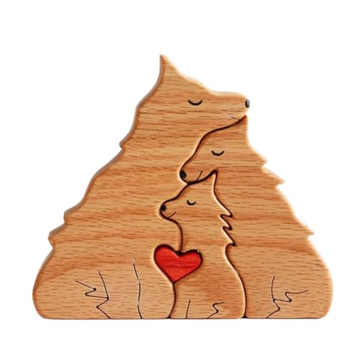 SYFUNLV Personalisiertes Holz Kunstpuzzle der Bärenfamilie,Holz Bär Skulpturen Desktop Ornament,Besonders Holzkunstpuzzle der Tierfamilie,Durchdacht Bär Skulpturen,für Andenken Geschenke (Stil 7) von Syfunlv