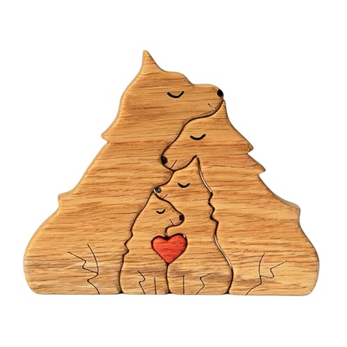 SYFUNLV Personalisiertes Holz Kunstpuzzle der Bärenfamilie,Holz Bär Skulpturen Desktop Ornament,Besonders Holzkunstpuzzle der Tierfamilie,Durchdacht Bär Skulpturen,für Andenken Geschenke (Stil 8) von Syfunlv