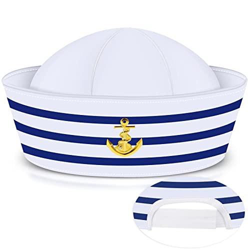 Matrosen Hut Marine Yacht Blau Kapitän Mütze mit Weiß Segelhut Seemann Hut für Kostüm Zubehör Erwachsene Baby Frauen Kind (Einstellbarer Stil) von Syhood