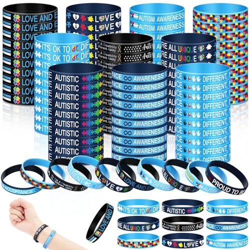 Syhood 200 Stück Autismus-Bewusstseins-Armband, inspirierender Autismus, Silikon-Armbänder, bunte Puzzleteile, Silikon-Armbänder für Erwachsene Syhood 200 Stück Autismus-Bewusstseins-Armband, inspirierender Autismus, Silikon-Armbänder, bunte Puzzleteile, Silikon-Armbänder für Erwachsene von Syhood