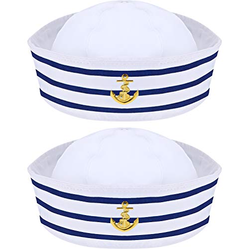 Syhood Blau mit Weißen Segelhüten Marine Seemann Hut für Kostüm Zubehör, Anziehparty (2 Packung) von Syhood