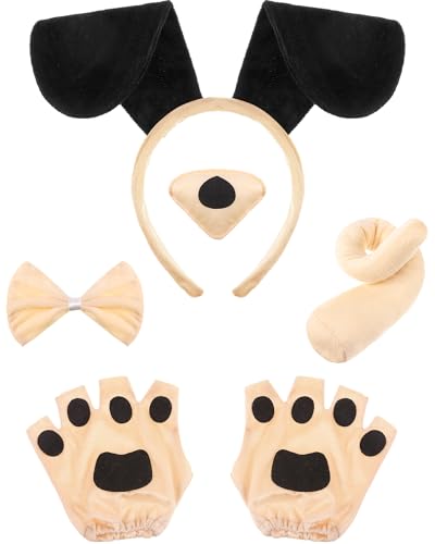 Syhood Dackel Hunde Kostüm Set für Karneval | Hunde Ohren Stirnband + Nase + Schwanz + Handschuhe + Fliege | Hundekostüm für Tier Party Fasching Geburtstag Welpen Cosplay Zubehör Syhood Dackel Hunde Kostüm Set für Karneval | Hunde Ohren Stirnband + Nase + Schwanz + Handschuhe + Fliege | Hundekostüm für Tier Party Fasching Geburtstag Welpen Cosplay Zubehör von Syhood