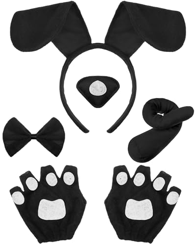 Syhood Dackel Hunde Kostüm Set für Karneval | Hunde Ohren Stirnband + Nase + Schwanz + Handschuhe + Fliege | Hundekostüm für Tier Party Fasching Geburtstag Welpen Cosplay Zubehör Syhood Dackel Hunde Kostüm Set für Karneval | Hunde Ohren Stirnband + Nase + Schwanz + Handschuhe + Fliege | Hundekostüm für Tier Party Fasching Geburtstag Welpen Cosplay Zubehör von Syhood