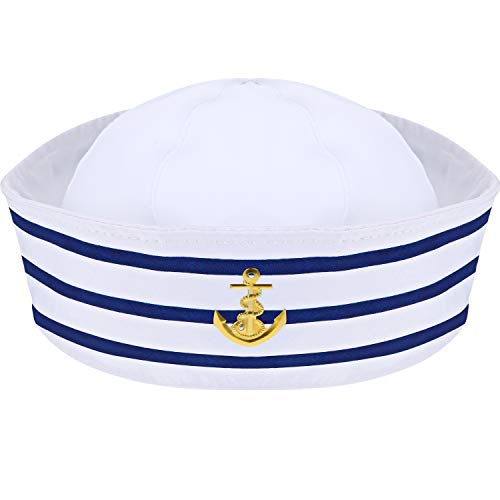 Matrosen Hut Marine Yacht Blau Kapitän Mütze mit Weiß Segelhut Seemann Hut für Kostüm Zubehör Erwachsene Baby Frauen Kind (Einfacher Stil) von Syhood