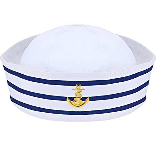 Matrosen Hut Marine Yacht Blau Kapitän Mütze mit Weiß Segelhut Seemann Hut für Kostüm Zubehör Erwachsene Baby Frauen Kind (Einfacher Stil) von Syhood