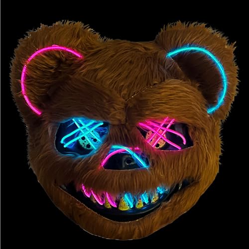 Halloween Maske Horror Bärenmaske, cosplay maske für halloween, Maske für Halloween Kostüm Karnevalsparty Cosplay Maskerade, perfekt für Karneval, Fasching （Eisblau + Rosa） von Sykerout