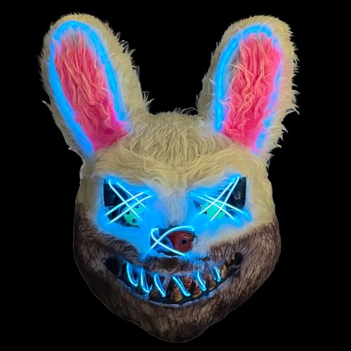 Halloween Maske Horror Hasenmaske, halloween maske, Lustige Bunny Maske für Halloween Kostüm Karnevalsparty Cosplay Maskerade, perfekt für Karneval, Fasching （Eisblau） von Sykerout