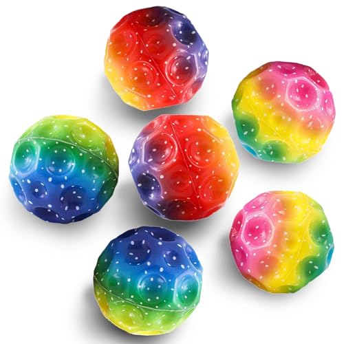Sykerout 6 Stück Mondbälle, Hochsprung-Gummiball, Weltraumball, Mondball, Planet-Hüpfbälle, 7 cm PU-Ball, Hüpfball, Hüpfball für Kinder, Hüpfball für Kinder, Outdoor von Sykerout