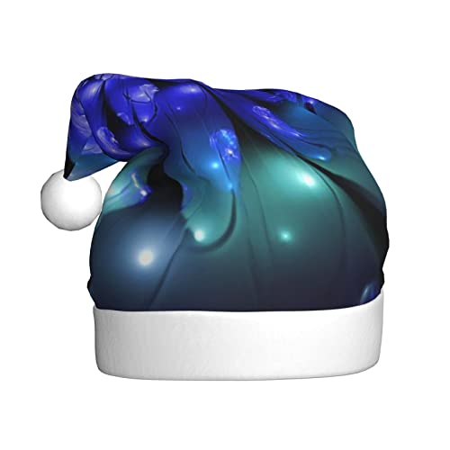 Blaue Blume Gedruckt Weihnachtsmütze Santa Hut Für Erwachsene, Xmas Hut Für Neujahr Festliche Party Weihnachten Liefert von Sylale