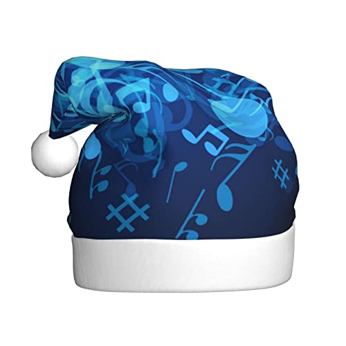 Blaue Musiknoten Gedruckt Weihnachtsmütze Santa Hut Für Erwachsene, Xmas Hut Für Neujahr Festliche Party Weihnachten Liefert von Sylale