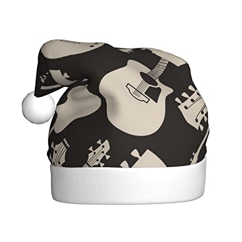 Gitarre Muster Gedruckt Weihnachtsmütze Santa Hut Für Erwachsene, Xmas Hut Für Neujahr Festliche Party Weihnachten Liefert von Sylale