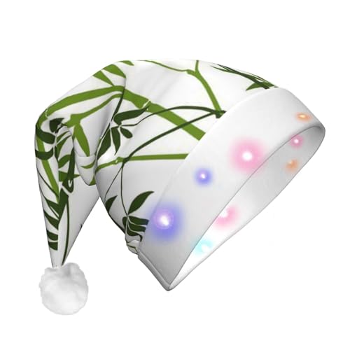 Grüner Bambus Druck Gedruckt Weihnachtsmütze Santa Hut Für Erwachsene, Led Xmas Hut Für Neujahr Festliche Party Weihnachten Liefert von Sylale