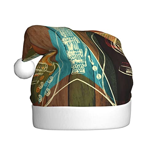 Guitars Art Printed Christmas Hat Santa Hat For Adults Xmas Hat For New Year Festive Party Christmas Supplies von Sylale